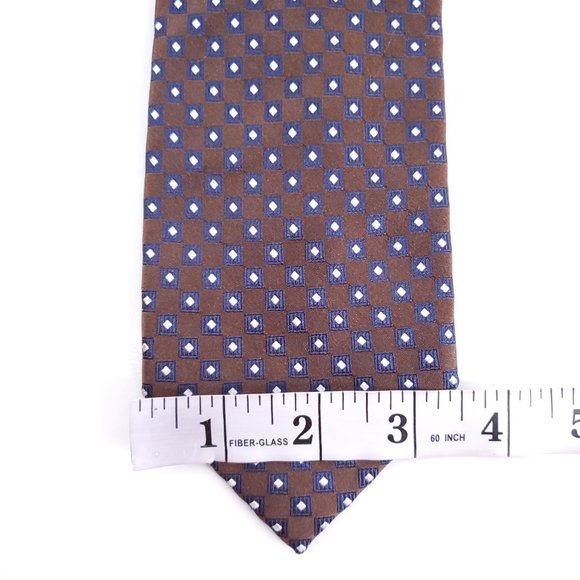 Pascal Morabito Men 100% Silk Tie Geometric Brown Blue 60x4 - NWOT - Picture 5 of 6